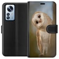 Pikkukuva 1 / 3: Yhteensopiva Lompakkokotelo Xiaomi 12 Pro Uggla Nyfiken Blick Fågelmotiv Skog Natur Grafiskt Design