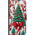 Miniatyrbild 3 av 3: Kompatibelt Plånboksfodral till OnePlus 9 Pro Julgran poster Christmas tree polkagris godis holiday sweets julmotiv retro candy canes design art