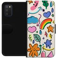 Miniatyrbilde 1 av 2: Kompatibelt Lommeboketui til Samsung Galaxy A03s Doodle-illustrasjon med stjerner, hjerter, regnbue, skyer, blader og piler – perfekt for deg som lik
