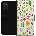 Miniatyrbilde 1 av 2: Kompatibelt Lommeboketui til Samsung Galaxy A03s grønnsaker mønster grønnsaker avokado tomat agurk brokkoli sunn mat plakat kjøkken design retro