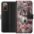 Miniatyrbild 1 av 3: Kompatibelt Plånboksfodral till Samsung Galaxy S20 FE Siberian Husky poster dog blå ögon cherry blossoms hund wolf natur animal flowers cute retro de