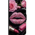 Miniatyrbillede 3 af 3: Kompatibel Tegnebogsetui til OnePlus 9 Pro pink glitter læber makeup diamanter roser neglelak mode glamour skønhed plakat lyserøde læber kunststil