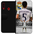 Miniatyrbild 1 av 2: Kompatibelt Plånboksfodral till Samsung Galaxy A20s Real Madrid Jude Bellingham med försvarare i nummer 5 tröja stort klubbemblem svartvit kontrast a
