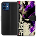Miniatyrbilde 1 av 3: Kompatibelt Lommeboketui til Apple iPhone 12 Shadow Spirit mørk japansk kalligrafidesign med lilla ildpenselstrøk og kraftfull energi