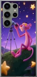 Miniatyrbilde 1 av 3: Kompatibelt Mobildeksel til Samsung Galaxy S23 Ultra Pink Panther Stars med den rosa panteren blant stjerner – et retro og sjarmerende motiv