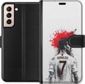 Miniatyrbild 1 av 3: Kompatibelt Plånboksfodral till Samsung Galaxy S21 Ronaldo Red Energy motiv med Cristiano Ronaldo i rödvit stiliserad design med kraftfull känsla