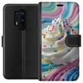 Miniatyrbillede 1 af 3: Kompatibel Tegnebogsetui til OnePlus 8 Pro Illustration af is-swirlen – Hvid flødeskum med regnbuer og farverigt krymmel