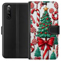 Miniatyrbilde 1 av 3: Kompatibelt Lommeboketui til Sony Xperia 10 III Juletre plakat juletre polkastang godteri høytidssøtsaker julemotiv retro polkastenger design kunst