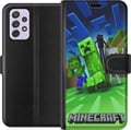 Pikkukuva 1 / 3: Yhteensopiva Lompakkokotelo Samsung Galaxy A52s 5G Minecraft Creeper mobilskal i klassisk grön pixelstil