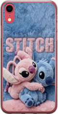 Miniatyrbild 1 av 2: Kompatibelt Mobilskal till Apple iPhone XR Fluffiga Stitch och Angel kramas på mjukt pälsigt underlag med pastellfärger som skapar varm gosig känsla,