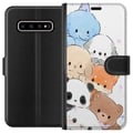 Miniatyrbillede 1 af 3: Kompatibel Tegnebogsetui til Samsung Galaxy S10+ Sød stak af kawaii-dyr i pastelfarver, charmerende skitseret illustration, perfekt til dig, der kan
