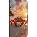 Miniatyrbilde 2 av 2: Kompatibelt Lommeboketui til Samsung Galaxy A03s Tropisk strandkrabbe fargerik design med solnedgang hav bølger og varm feriefølelse inspirert av tro