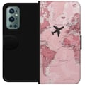 Miniatyrbild 1 av 3: Kompatibelt Plånboksfodral till OnePlus 9 Pro Travel airplane pink world map – resa och äventyr design med flygplan över rosa världskarta