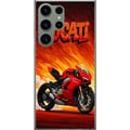 Miniatyrbild 1 av 3: Kompatibelt Mobilskal till Samsung Galaxy S23 Ultra Ducati röd sportmotorcykel mot eld bakgrund fartfyllt motiv för motorälskare