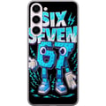 Pikkukuva 1 / 3: Yhteensopiva Puhelinkuori Samsung Galaxy S23+ Leikkisä sininen Six Seven -kuvitus retrohenkisessä arcade-tyylissä, jossa on vahva typografia ja pelit