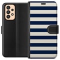 Pikkukuva 1 / 3: Yhteensopiva Lompakkokotelo Samsung Galaxy A33 5G Raidallinen laivastonsiniset raidat laivastonsininen valkoinen merihenkinen kuvio merellinen muoti