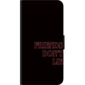 Miniatyrbilde 2 av 2: Kompatibelt Lommeboketui til Samsung Galaxy A03s Stranger Things Friends Don’t Lie – neonerød tekstdesign med populært Stranger Things-sitat fra seri