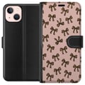 Pikkukuva 1 / 3: Yhteensopiva Lompakkokotelo Apple iPhone 13 mini Leopardikuvioiset rusetit vaaleanpunainen tausta muoti tyttömäinen söpö retrokuvio muoti kuvio tyyli