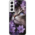 Miniatyrbillede 1 af 3: Kompatibel Mobilcover til Samsung Galaxy S22 5G Kat og blomster