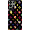 Miniatyrbillede 1 af 3: Kompatibel Mobilcover til Samsung Galaxy S23 Ultra Farverigt mønster med geometriske symboler og øjne på sort baggrund pop art-design