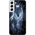 Miniatyrbild 1 av 3: Kompatibelt Mobilskal till Samsung Galaxy S22 5G Vit varg omgiven av blixtar i mörk skog med dramatisk nattkänsla