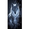 Miniatyrbillede 4 af 4: Kompatibel Tegnebogsetui til Apple iPhone 13 Pro Hvid ulv omgivet af lyn i mørk skov med dramatisk nattestemning