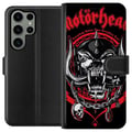 Miniatyrbilde 1 av 3: Kompatibelt Lommeboketui til Samsung Galaxy S23 Ultra Motörhead-dødningehode i rødt og svart, hardrockdesign for fans av klassisk metal og energi