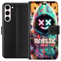 Miniatyrbild 1 av 3: Kompatibelt Plånboksfodral till Samsung Galaxy S23+ Neonfärgad Roblox-inspirerad hoodie-figur med lysande effekter och energifylld bakgrund, kraftful