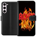 Pikkukuva 1 / 3: Yhteensopiva Lompakkokotelo Samsung Galaxy S23+ ACDC Flames Rockmusiikkiyhtye Kitara