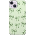 Miniatyrbild 1 av 3: Kompatibelt Mobilskal till Apple iPhone 14 Gröna rosetter mönster sött pastell bow pattern seamless gift ribbon estetiskt bakgrund motiv poster