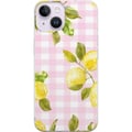 Miniatyrbillede 1 af 3: Kompatibel Mobilcover til Apple iPhone 14 Plus Citrongrønt og lyserødt ginghammønster – citronmønster med lyserødt ternet motiv i pastel og sommerlig