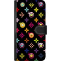 Miniatyrbild 3 av 3: Kompatibelt Plånboksfodral till Samsung Galaxy S23 Färgstarkt mönster med geometriska symboler och ögon på svart bakgrund pop art design