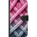 Miniatyrbild 3 av 3: Kompatibelt Plånboksfodral till Samsung Galaxy S21 Tät närbild av flätad textil i rosa grå och vitt med tydlig taktil struktur