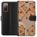 Miniatyrbild 1 av 3: Kompatibelt Plånboksfodral till Samsung Galaxy S20 FE Gulliga capybaror i varma toner med apelsiner och glada uttryck