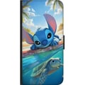 Miniatyrbillede 3 af 3: Kompatibel Tegnebogsetui til Motorola Moto G9 Play Stitch med skildpadde - sød blå alien i tropisk strandmiljø fra Disney