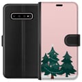 Miniatyrbillede 1 af 3: Kompatibel Tegnebogsetui til Samsung Galaxy S10+ Juletræer Glædelig Jul