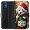 Pikkukuva 1 / 3: Yhteensopiva Lompakkokotelo Apple iPhone 12 mini Joulukuu pentu joulu söpö koira tonttulakki kodikas joulu pentu juhlava lumi valot suloinen loma jul