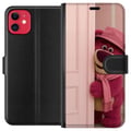 Miniatyrbilde 1 av 3: Kompatibelt Lommeboketui til Apple iPhone 11 Rosa bamse med hatt og skjerf, søtt pastellfarget design fylt med kjærlighet, humor og varme