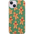 Miniatyrbillede 1 af 3: Kompatibel Mobilcover til Apple iPhone 14 Julepeberkagemønster – peberkagemænd i sødt juledesign med grøn baggrund og vinterstemning