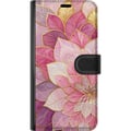 Miniatyrbillede 3 af 3: Kompatibel Tegnebogsetui til Samsung Galaxy A33 5G Blomstermandala – Rosa og lilla mønster med gyldne detaljer illustration