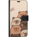 Miniatyrbild 3 av 3: Kompatibelt Plånboksfodral till Xiaomi 12 Pro Bear Squad Hi Friends Charmiga björnar i olika färger på ljus bakgrund med texten Hi