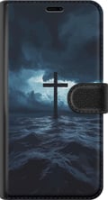 Miniatyrbild 3 av 3: Kompatibelt Plånboksfodral till Samsung Galaxy A17 5G Kors i stormigt hav dramatisk kristen tavla med kors och vågor religiöst motiv ocean himmel fai