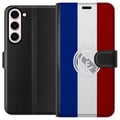 Pikkukuva 1 / 3: Yhteensopiva Lompakkokotelo Samsung Galaxy S23+ Trikolorista inspiroitunut urheiludesign sinisenä, valkoisena ja punaisena – voimakas jalkapallohenki