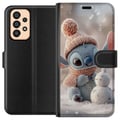Pikkukuva 1 / 3: Yhteensopiva Lompakkokotelo Samsung Galaxy A33 5G Stitch lumiukko talvi söpö sininen avaruusolento kawaii joulu kodikas lumi söpö loma suloinen julis