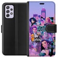 Miniatyrbilde 1 av 3: Kompatibelt Lommeboketui til Samsung Galaxy A52s 5G KPop Demon Hunters bursdagsmotiv med KPop-karakterer i neonlys og fargerikt festtema