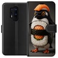 Pikkukuva 1 / 3: Yhteensopiva Lompakkokotelo OnePlus 8 Pro Sushipingviinidesign – Luova kawaii-aihe, jossa on lohta, riisiä ja merilevää