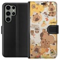 Miniatyrbilde 1 av 3: Kompatibelt Lommeboketui til Samsung Galaxy S23 Ultra Kawaii capybara mobilskal med gulliga djurmotiv