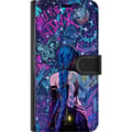 Miniatyrbillede 3 af 3: Kompatibel Tegnebogsetui til OnePlus 8 Pro Farverig graffitiillustration med blåhåret karakter i urban neonstil og kreativ energi