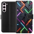 Pikkukuva 1 / 3: Yhteensopiva Lompakkokotelo Samsung Galaxy S23+ Moderni neonkuvio terävillä valoviivoilla