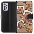 Miniatyrbillede 1 af 3: Kompatibel Tegnebogsetui til Samsung Galaxy A52s 5G Capybara Frame Friends Legende design med små kapivarer i felter med stjerner og beige baggrund